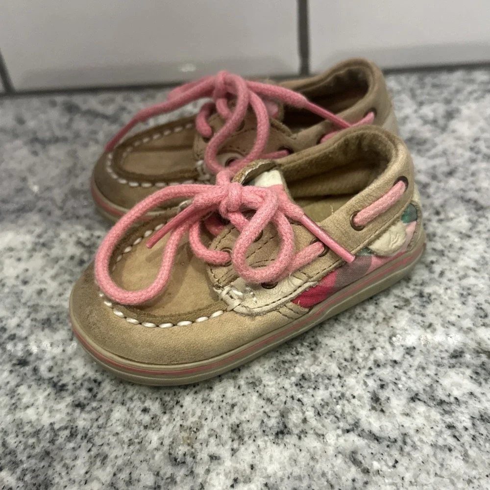 SPERRY INFANT Bluefish CRIB‎ SHOES Leather Pink Boat Shoes Slip On